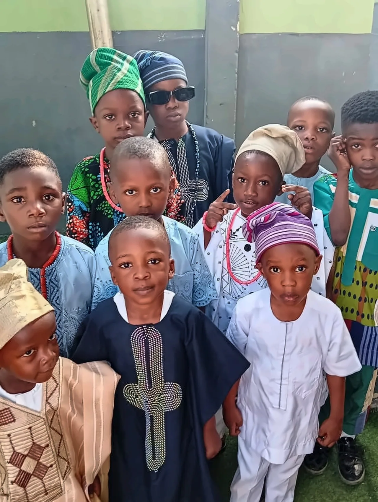 Fruitful Trees pupils wearing traditional Nigerian attire at school.